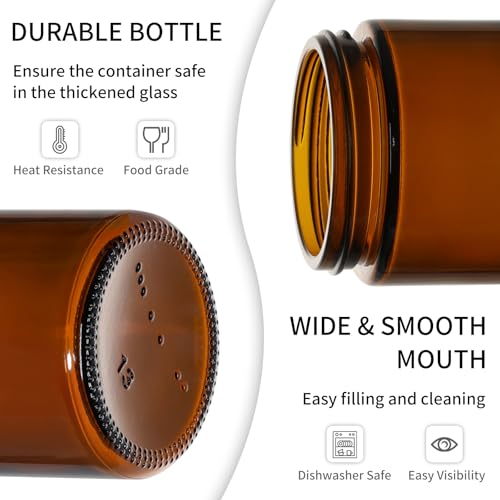 KEYWING 2oz Small Glass Jars with Black Lids, 48 Pack Amber Glass Cosmetic Jars, Round Empty Sample Container with Inner Liners for Lotions, Cream, Powders and Ointments - color: Amber, size: 2oz-48Pack