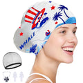 WHALE Extra Large Swim Cap Designed for Men and Women with Thick, Long Hair, Hair Extensions Or Afro-Textured Hair Long-Hair Swim Cap Highly Waterproof to Keep Hair Dry - color: Sailor's Delight