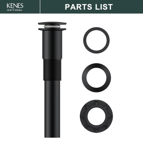 KENES Bathroom Vessel Sink Pop Up Drain Without Overflow Assembly, Lavatory Vanity Sink Drain Stopper, Anti-Clogging Drain Strainer, Matte Black, KE-P300A-2 - color: Matte Black, size: Big Pop up Cap (Without Overflow)