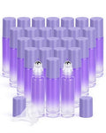 Worldgsb 25 Pack Essential Oil Roller Bottles, 10ml Refillable Glass Roller Bottles with Stainless Steel Roller Balls and Caps for Travel, Perfume and Lip Gloss Purple Gradient - color: Purple-Gradient, style: 25 Pack