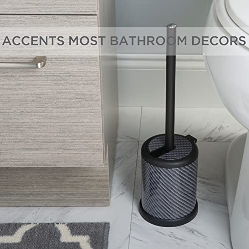 Bath Bliss Toilet Brush and Holder | Self Closing Lid | 360 Degree Brush Head | Bathroom Cleaning | Compact Size | Storage and Organization | Carbon - color: Carbon, size: 1 Pack