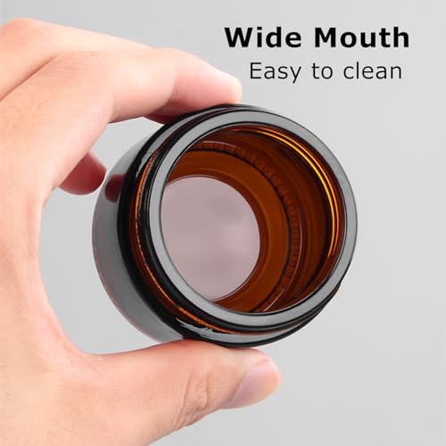 36 Pack 2oz Amber Glass Jars, Round Cosmetic Jars with with Black Lids and Inner Liners, Reusable Glass Containers for Homemade Creams, Candle, Skincare, Lotion, Travel