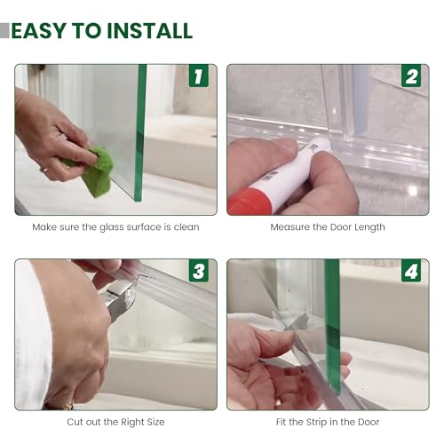Shower Glass Door Bottom Seal, 2PCS 36 Inch Ultra Clear PVC Seal Strip with Sweep for 3/8"(10mm) Thick Frameless Glass Door, to Stop Water Leakage - style: 3/8" X 36"