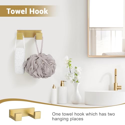 Brushed Gold Bathroom Hardware Set, 4-Piece Bath Towel Bar Set SUS304 Stainless Steel Towel Rack Set for Bathroom, 23.6 inches Bathroom Towel Holder Set Wall Mounted - color: Brushed Gold, size: Set A