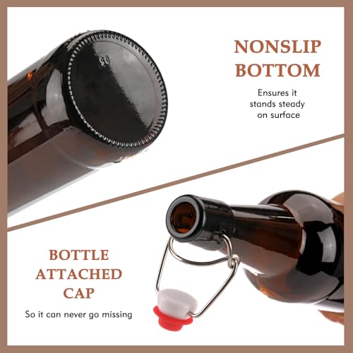 26 oz 8 Pack Amber Glass Beer Bottles with Airtight Rubber Seal Flip Caps,Swing Top Glass Bottles for Home Brewing, Kombucha, Beverages, Oil, Vinegar, Vanilla Extract,Water, Soda, Kefir - size: 750ml 8pack