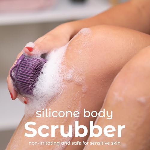 MainBasics Silicone Body Scrubber Dual-Sided, Purple, Scalp | Shower Scrubber and Scalp Massager, Gentle Silicone Loofah Alternative for Deep Clean - color: Purple, size: Scalp