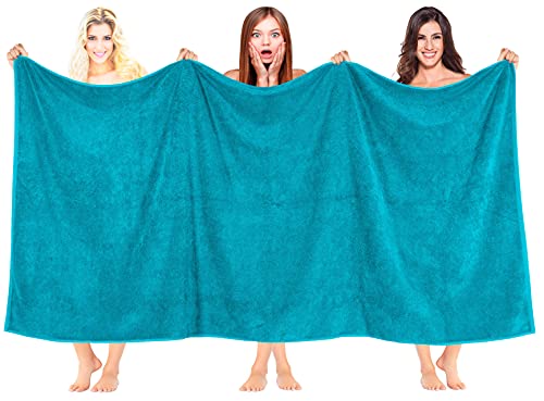 100% Cotton Oversized 40x80 Bath Sheet, Turkish Bath Towels for Bathroom Extra Large, Aqua Blue Bath Sheet - color: Aqua Blue, size: Bath Sheet 40x80"