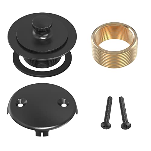 Matte Black Tub Drain and Overflow Kit, Replacement Bath Tub Drain Trim Set,Lift & Turn Bathtub Drain Kit with 2-Hole Overflow Faceplate Conversion Kit Assembly Fine/Coarse Thread - color: Matte Black