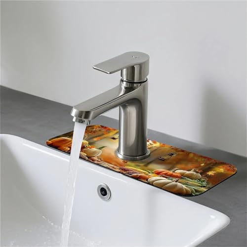 Faucet Fast Absorbent Pad - Autumn Harvest Pumpkin Lantern , Suitable For Kitchen, Bathroom, Island And Other Scenes - color: Autumn Harvest Pumpkin Lantern