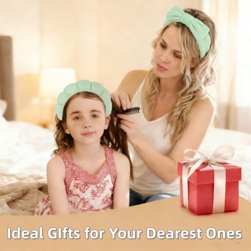 7 Pcs Spa Set, Facial Headband and Wristband Set, Skincare Accessories, College Style Girl Idea Gifts, Hair Accessories for Women and Girls（Light Green） - color: Light Green