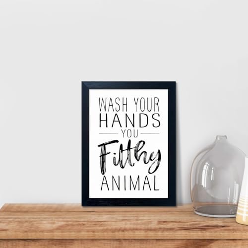 Bathroom Quotes Wall Decor, Black and White Bathroom Wall Art, Toilet Decor Signs Small Black Framed Canvas Art for Kid's Washroom - color: J001, size: 10"L x 8"W