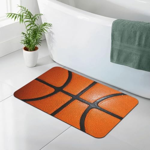 Basketball Texture Bath Mat Rugs 15.7x23.6 in, Sport Theme Diatomaceous Earth Bathroom Rug Rubber Non-Slip Absorbent Bathroom Mat for Bathroom Kitchen Floor, Tub and Shower Sink - color: Basketball