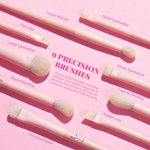 Jessup Pink Makeup Brushes Set 14Pcs Make up Brushes Premium Vegan Foundation Concealer Blush Eyeshadow Eyeliner Powder Highlighter Blending Face Brush Set with Gift Box, T495-G - color: J-Pink Gift, size: Full Brush Set