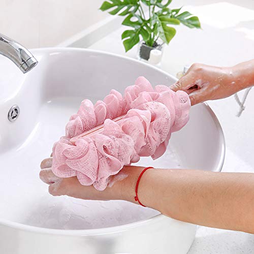 Back Scrubber for Shower, Loofah Long Handle Bath Body Brush, Soft Nylon Mesh Sponge On a Stick for Shower Men Women Kids Elderly, Exfoliating Scrub Cleaning Luffa for All Kinds of Skin - color: 3pack-white