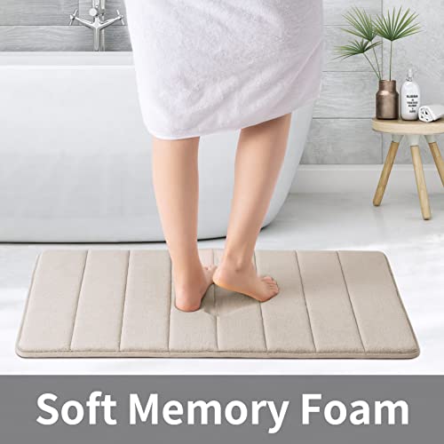 ROSMARUS Memory Foam Shower Mat, 20' x 32', Thick Non Slip Bath Rugs with PVC Backing, Ultra Soft for Floor & Tub, Ltbrown - color: Ltbrown, size: 20" x 32" (Rectangular)