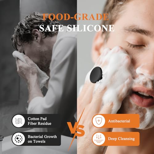 Silicone Face Scrubber for Men, Gentle Exfoliator Pad & Massager, Facial Cleansing Brush Silicone Face Wash Brush Removes Dead & Dry Skin (Black) - color: Black
