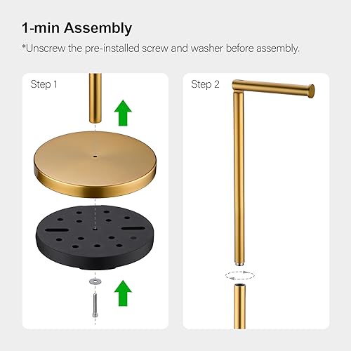 BAGNOLUX Bathroom Toilet Paper Holder Stand with Reserve, SUS304 Stainless Steel Rustproof Pedestal Tissue Roll Holder Heavy Duty (Brushed Brass) - color: Brushed Brass