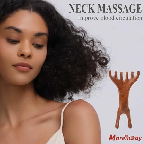 Head Massager Scalp, Wooden Scalp Massager, Foot Massage Tool | with storage pouch, natural Sandalwood, masajeador de cabeza, scalp massage for stress relax, foot massage for muscles relax