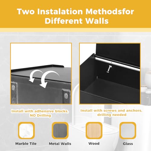 Toilet Paper Holder with Shelf, Toilet Paper and Wipes Holder, Wipes Dispenser and Storage, Stainless Steel Wall Mount Toilet Paper and Flushable Wipes Storage