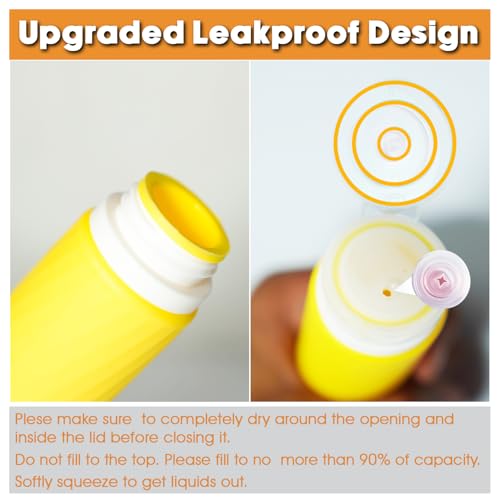 Laxen 5 Pack Travel Bottles for Toiletries, 3 oz TSA Approved Silicone Travel Bottles Set with Labels and Clear Toiletry Bag, Leakproof Refillable Squeeze Bottles for Shampoo Conditioner, Yellow - color: Yellow