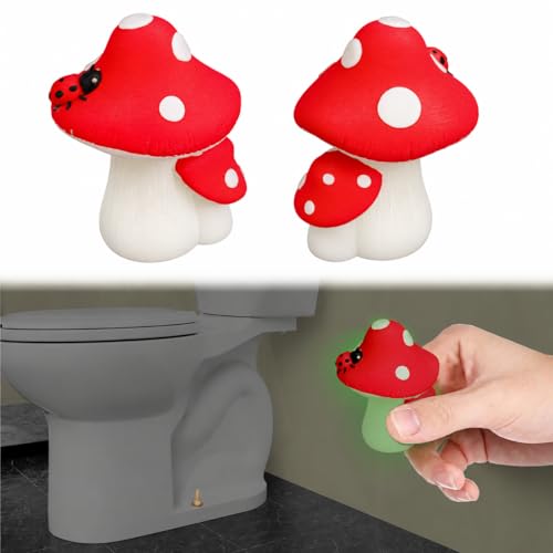 Glow in The Dark Mushroom Toilet Bolt Covers Decorative, Tool-Free Install | PLA Material, Bolt Hole 0.94'',Covers Floor Bolts Screw Caps, with Plastic Backup Floor Bolt Caps & Washers, 2 Pack - style: Red Mushroom