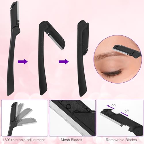 Eyebrows Razor, 5-in-1 Eyebrow Set, Eyebrows Trimmer Kit, Professional Eyebrow Grooming Set Including Comb Tweezers, Scissors, Brow Razors, Brush for Women and Men