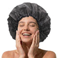 DONNA Super Jumbo Shower Cap – Comfortable Elastic Band, 100% Waterproof Hair Cap for Long Hair, Braids & Thick Styles, Reusable Big Shower Cap for Women, Keeps Hair Dry & Protected, Black - color: BLACK