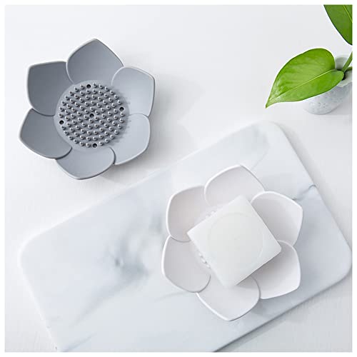 4 Pack Silicone Soap Tray Dishes Soap Holder Saver Draining Bathroom Shower Sink Bathtub - color: 4 Pack, White,grey,pink,blue