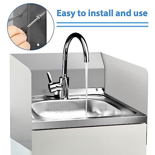 Amylove 20 x 20 Inch Stainless Steel Splash Guard Stainless Steel Wall Mount Guard with Screws Screws for Bathroom Sink Side Sink Splash Prep Sinks Protector for Commercial Kitchen Restaurant - size: 20 x 20 Inch
