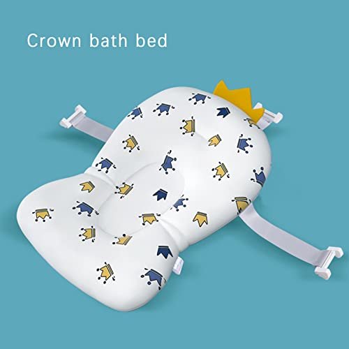 Baby Bath Cushion Pad Newborn Bathtub Mat Infant Bath Supporter Net Baby Bathtub Pillow Non-Slip Floating Bathing Tub Seat (White Crown, 28cm*43cm*26cm) - color: White Crown