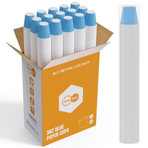 Turbo Bee 3oz Disposable Paper Cups 2400Pack, Small Bathroom Cups Bulk, Rinse Small Blue Paper Mouthwash Tumblers Perfect for Bathroom, Party, Picnic, Travel and Events - color: ML-paper 2400pack-3oz