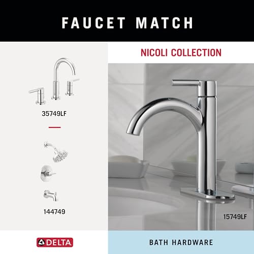 Delta 4-Piece Polished Chrome Bathroom Set Towel Rack, Ring, Toilet Paper Holder, Hook | Nicoli Bath Accessories - color: Polished Chrome