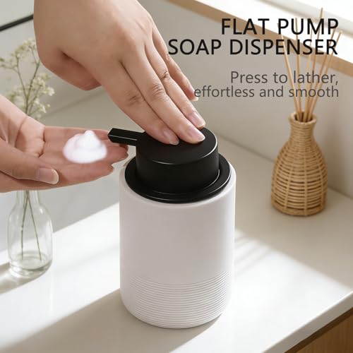 Resin Foaming Soap Dispenser, 11 OZ Bathroom & Kitchen Foam Soap Dispenser, Easy Press Pump, Refillable Hand Soap Dispenser, Modern Decor (White) - color: White