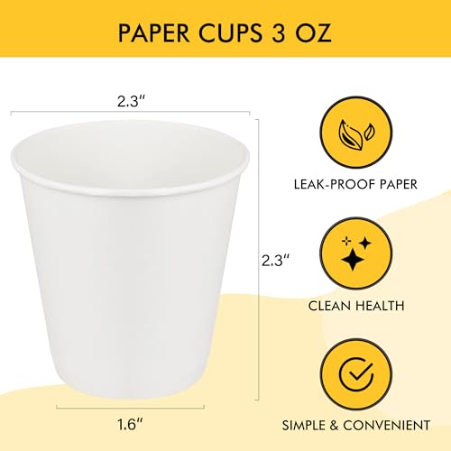 RACETOP 300 Pack Paper Cups 3 oz, Bathroom Cups 3 oz, Disposable Bathroom Paper Cups, Small Mouthwash Cups, Ideal for Party, Travel, Events, Picnic, BBQ - color: White, size: 3 fl oz