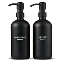 MaisoNovo Soap Dispenser 2-Piece Set | 16.9oz Black Bottles with Black Plastic Pumps - color: Black/Black