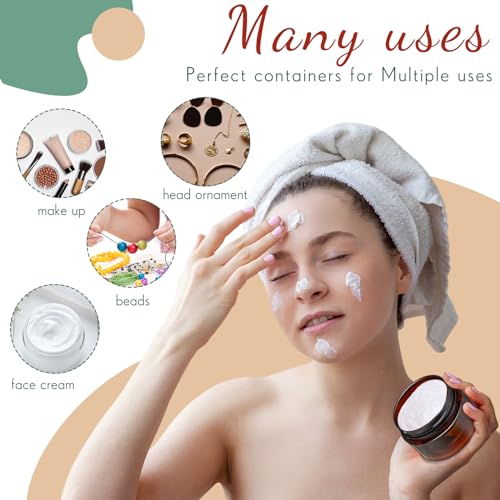 Patelai 4 Pieces Round Wide-mouth Leak Proof Plastic Container Jars with Lids for Travel Storage Makeup Beauty Products Face Creams Oils Salves Ointments DIY Making(1 Ounce,Amber) - color: Amber, size: 1 Ounce