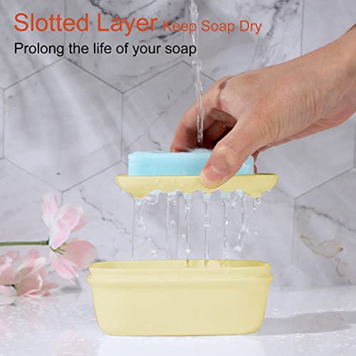 Quatish 2 Pack Travel Soap Container, Portable Soap Holder with Lid, Travel Bar Soap Holder, Soap Case for Camping Gym Travel, Soap Box for Bathroom, Yellow - color: Yellow