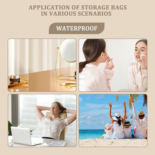 Waterproof Makeup Bag,10 x 3.5 x 2 inch Iridescent TPU Travel Toiletry Bag with Handle for Women & Men, Portable Cosmetic Pouch for Gym Swim Beach (A250030-418-2) - color: A250030-418-2