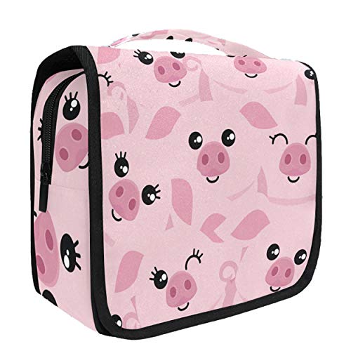 senya Hanging Travel Toiletry Bag Kit Makeup Case Cosmetics Organizer for Men Women - color: Cute Pigs