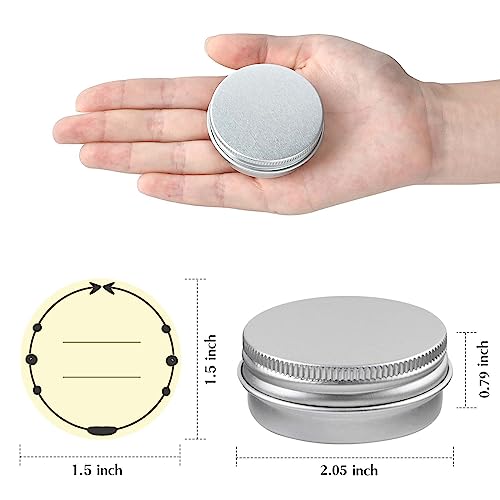 TUZAZO 24Pack 1 Oz Aluminum Tin Cans with Screw Lid and Labels, Refillable Travel Sized Cosmetic Containers Small Tins for Salves, Lotion Bars, Beard Balms, Candles - size: 1oz*24