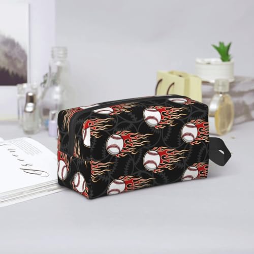 Kids Travel Toiletry Bag for Boys Girls - Waterproof Makeup Pouch Hanging Cosmetic Wash Bags Dopp Kit Shaving Bag for Toiletries Accessories(Fire Baseball) - color: Fire Baseball