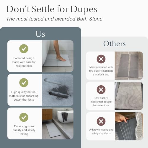 Dorai Home Stone Bath Mat for Bathroom | Quick-Drying Diatomaceous Earth Shower Mat, Non-Slip Natural Stone Modern Bathroom Rug, Customizable Design | Ash, Large - 22.3" x 31.6" x 0.6" - color: Ash