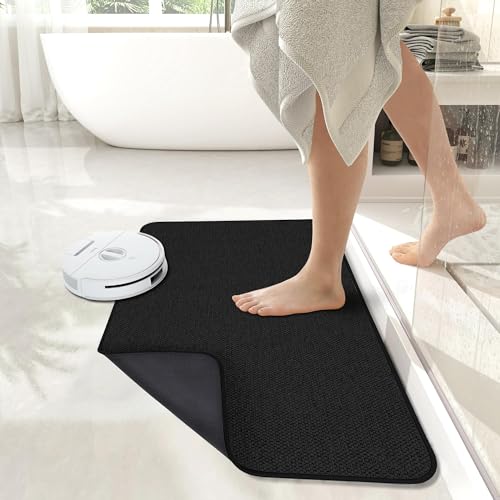 Bosap Bath Mat,Ultra Thin Bathroom Runner Rugs,Large Bath Mats for Bathroom,Quick Dry,Non-Slip,Machine Washable,Low Pile,Bath Rug,Shower Outside,Sink,Home Decor Accessories.Black,1'5"x2'3"(2 Pack) - color: Black, size: 1'5" X 2'3" (2 Pack)
