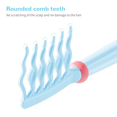Wide Tooth Comb for Curls, Detangling Comb with Double Row Wavy Tooth for Curly/Wavy/Thick/Long/Wet & Dry Hair, Detangler Hair Brush Large Tooth Shower Hair Comb for Women Girl Men - color: Blue
