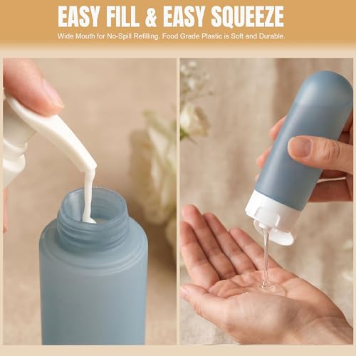 DEWSENSI 20 Pack Travel Bottles Set for Toiletries TSA Approved Leak Proof Travel Size Containers Kit Portable Refillable Travel Accessories for Shampoo Conditioner Lotion Liquids (Dark Color) - color: dark blue & black & white