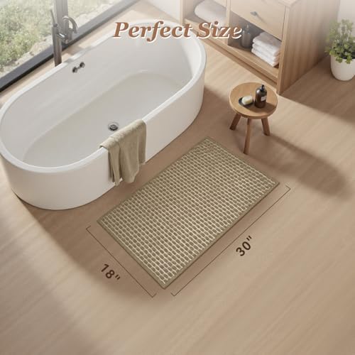 AMOAMI Unique Woven Bath Mat, Super Absorbent Non Slip Bath Mat, 18" x 30", Brown - color: Brown, size: 18" x 30"