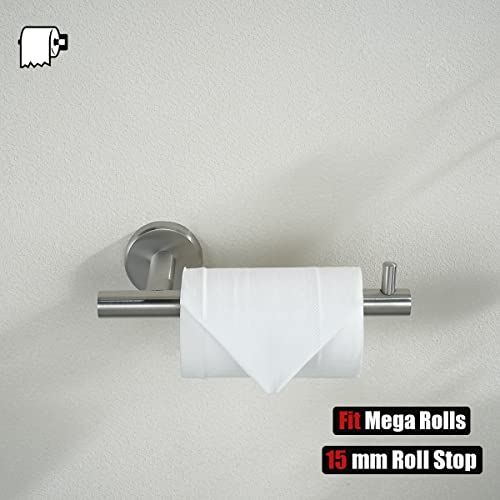 JQK Bath Hardware Towel Bar Accessory Set, 5-Piece Bathroom Accessories Fixtures Set Brushed Finished Wall Mount Includes 24" Towel Bar, 9" Hand Towel Bar, Toilet Paper Holder, Robe Hook x2, BAS105-BN - color: Brushed