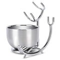 SANWA Grooming Shaving Kit for Men,Shaving Razor and Brush Stand with Stainless Steel Shaving Soap Bowl - color: Silver Stand Bowl