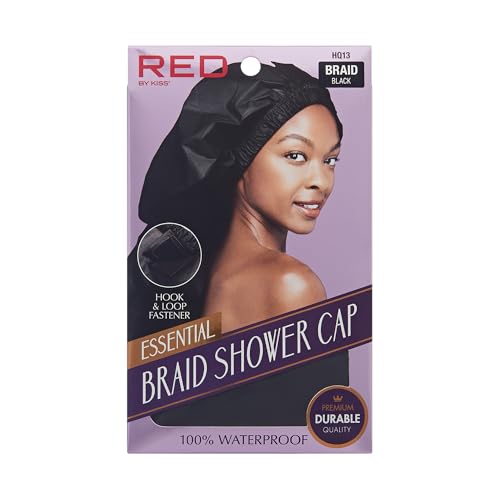 Red by Kiss Essential Super Large Waterproof Braid Shower Cap, Reusable Caps with Elastic Band - size: Braid Cap (Pack of 1)