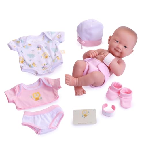 8 piece Layette Baby Doll Gift Set | JC Toys - La Newborn Nursery | 14" Life-Like Smiling Doll w/ Accessories | Pink | Ages 2+, Pink Smiling - color: Smiling Pink